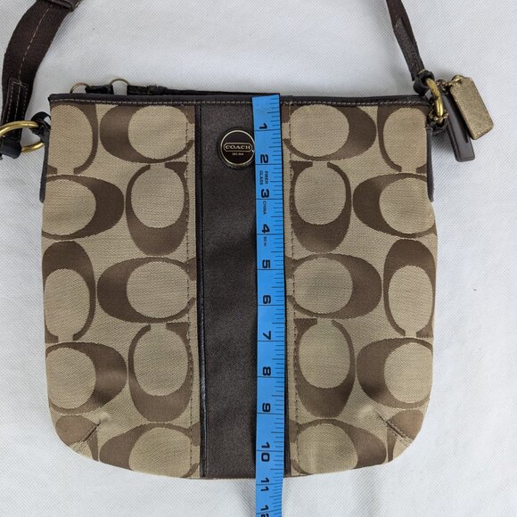 COACH F21905 SIGNATURE STRIPE DUFFLE SIGNATURE FABRIC Dark Brown - Picture 13 of 15